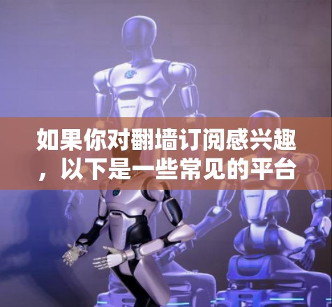 如果你对翻墙订阅感兴趣，以下是一些常见的平台推荐，它们提供了丰富的内容和功能