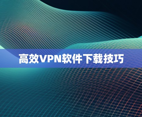 高效VPN软件下载技巧 高效VPN软件下载技巧